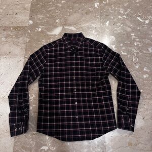 Untuckit Men's Black and Red Plaid Shirt—Slim Fit